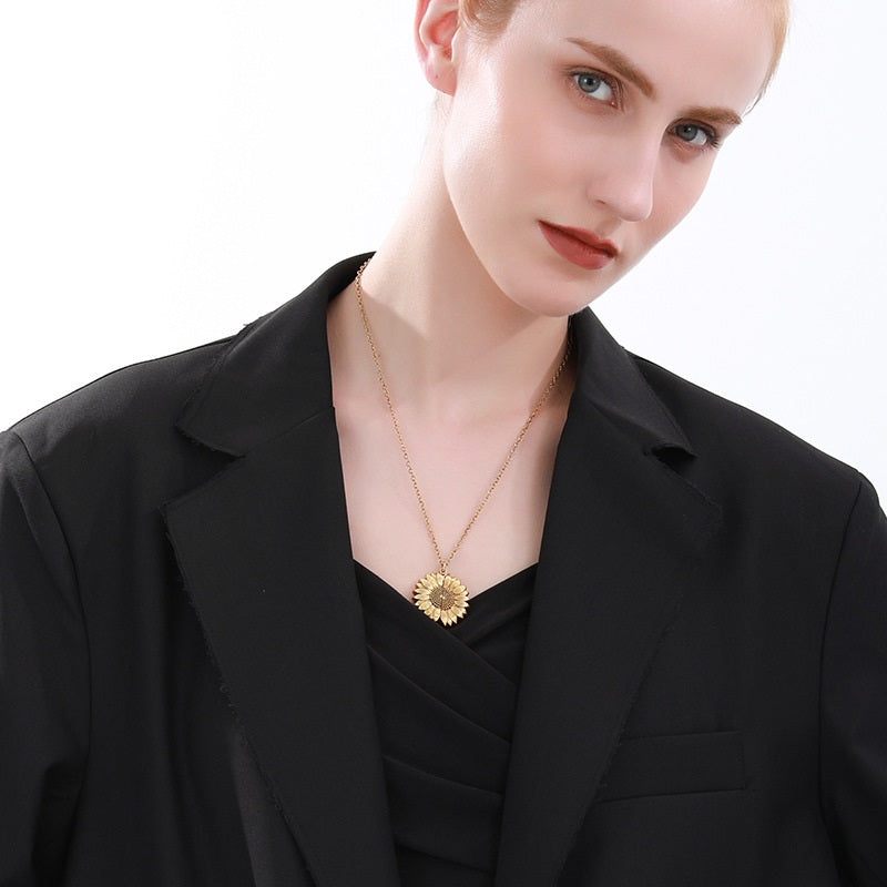 Sonnenblumen-Anhänger mit Halsketten mit geheimer Botschaft