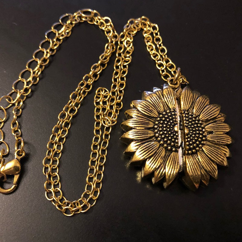 Sonnenblumen-Anhänger mit Halsketten mit geheimer Botschaft