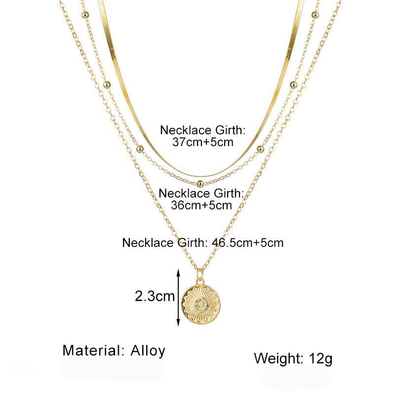 Mehrlagige Boho-Perlenkette mit Münzanhänger-Chokerhalsketten