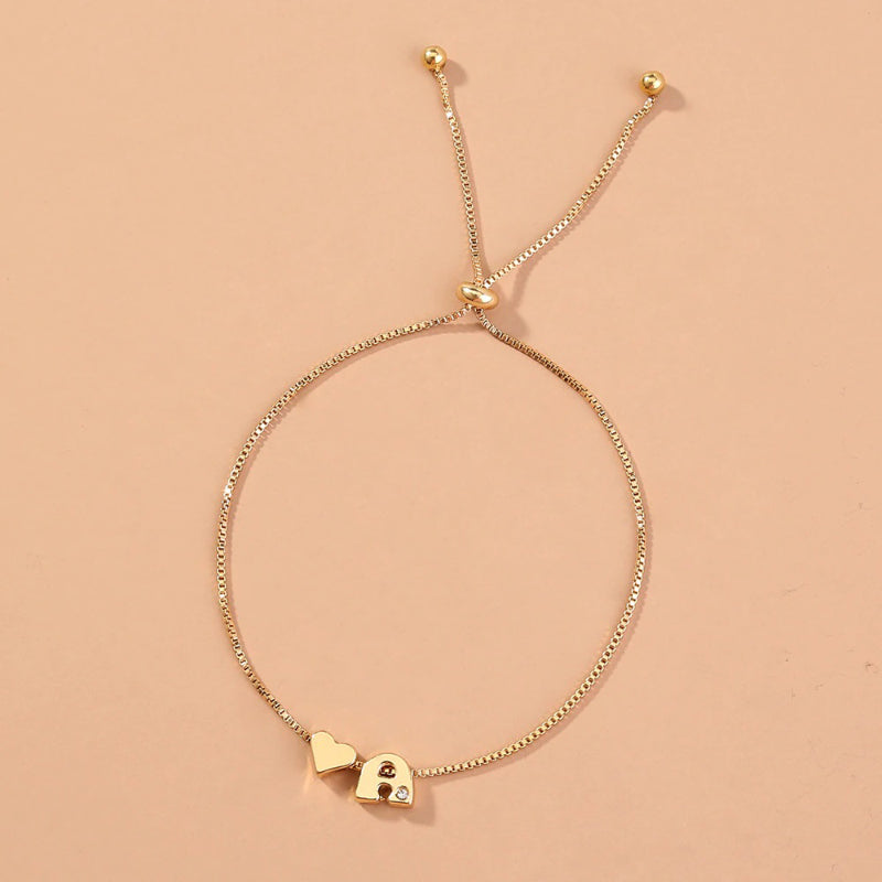 Personalisierte Liebesherz-Anfangsbuchstaben-Armbänder von A-Z