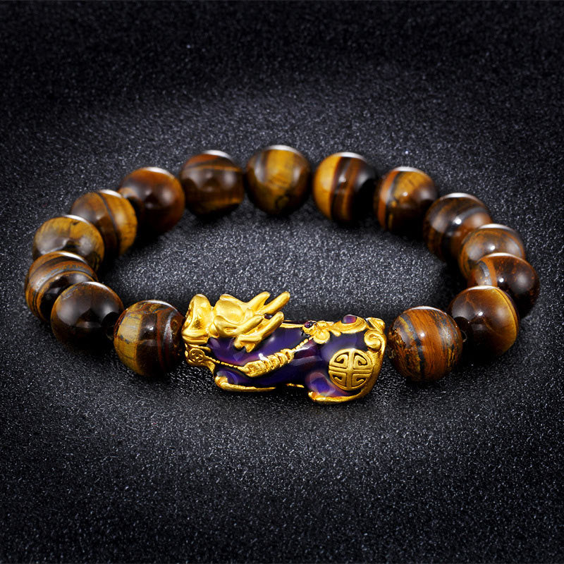 Carmiora tibetisches handgefertigtes Tigerauge-Feng-Shui-Armband