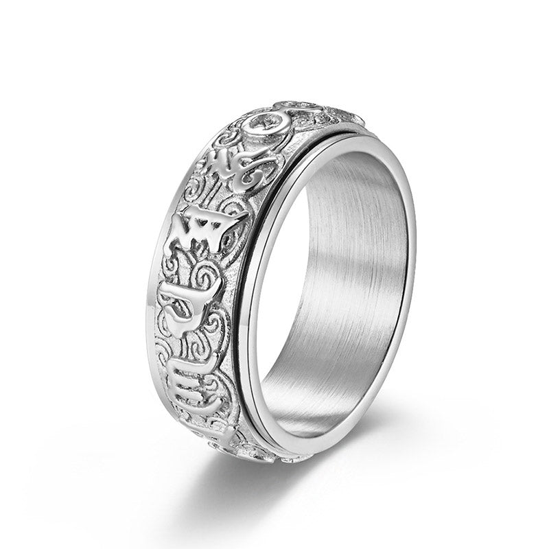 Carmiora Six True Words Balance Calm Titanstahlring