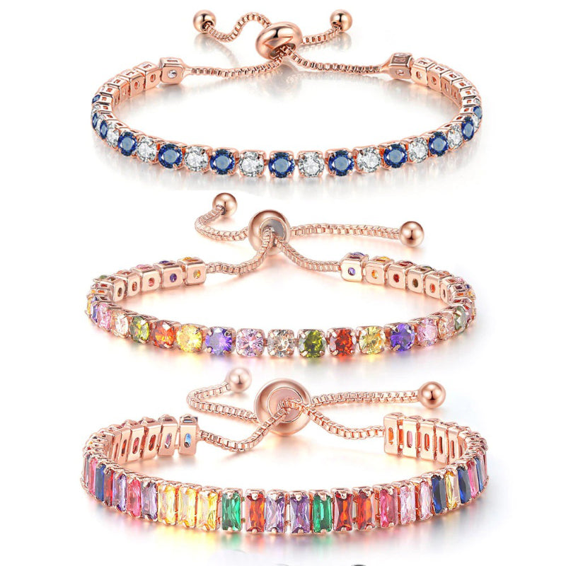 Lebendige, mehrfarbige Tennisarmbänder mit Zirkonia