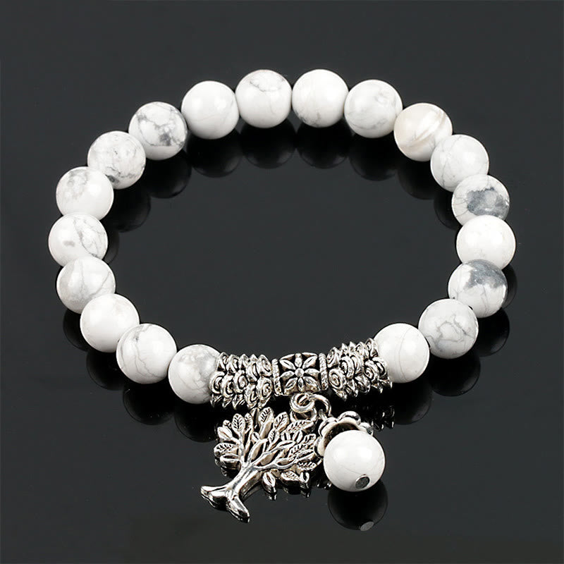 Carmiora Stretch-Armband mit natürlichem Edelstein, Baum des Lebens, Glücksbringer