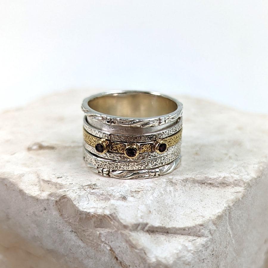 Alisa - 925er Silber Spinnerring mit Turmalinsteinen