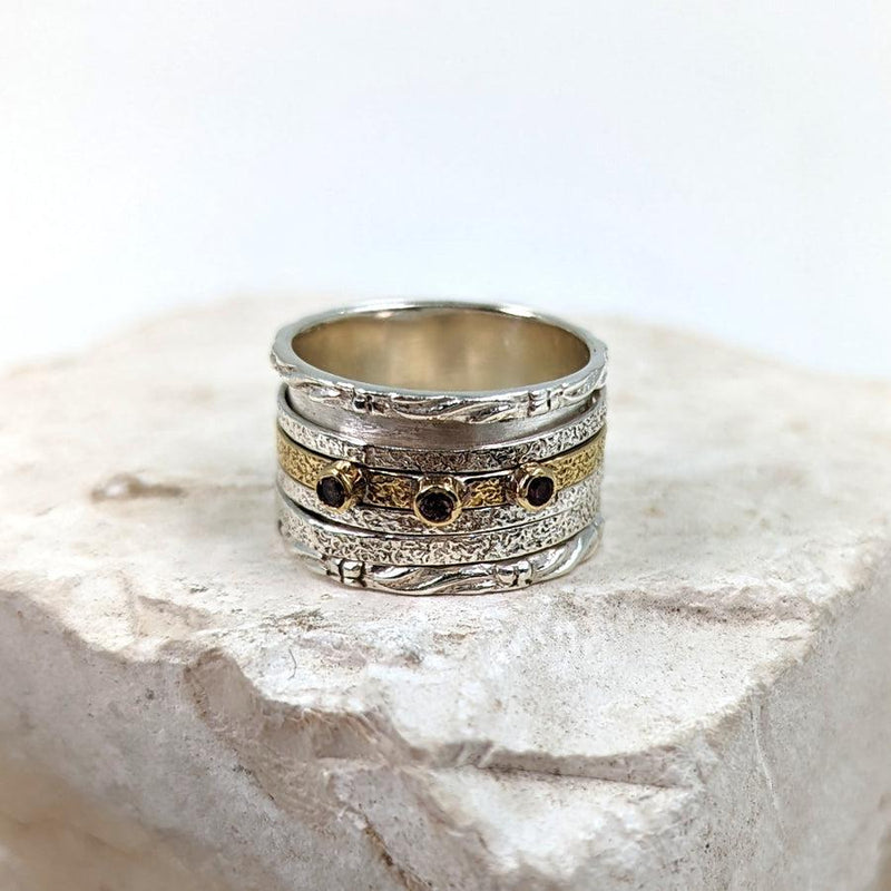 Alisa - 925er Silber Spinnerring mit Turmalinsteinen