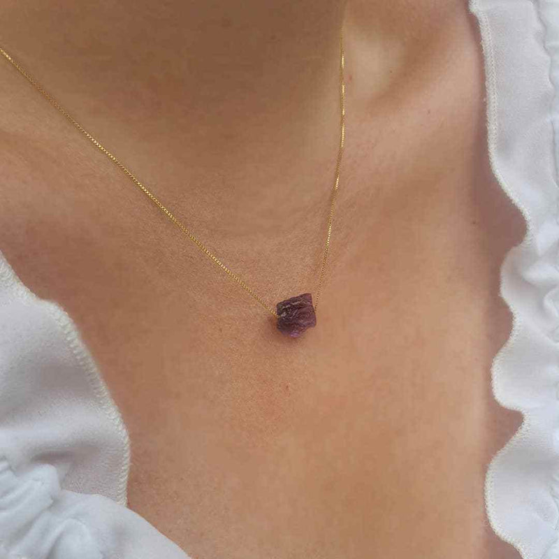 Amethyst - 14 Karat vergoldete Halskette