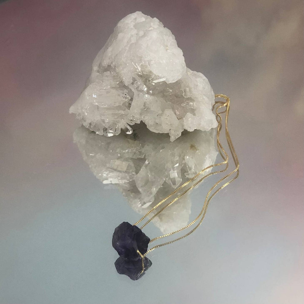 Amethyst - 14 Karat vergoldete Halskette