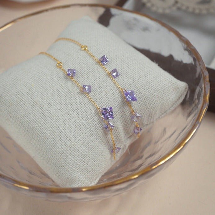 Amethyst-Einfädler-Ohrringe (massives Silber)