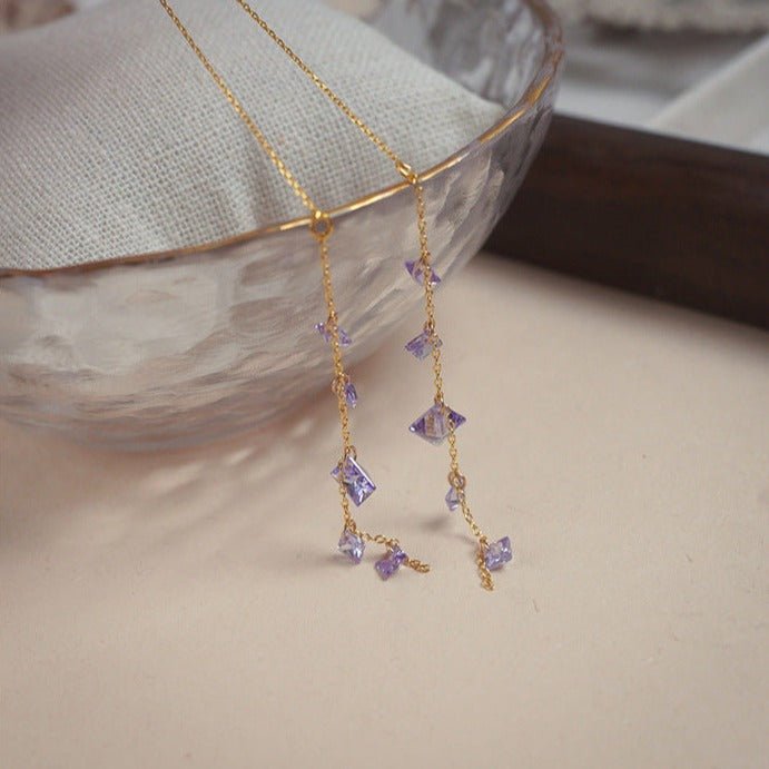 Amethyst-Einfädler-Ohrringe (massives Silber)