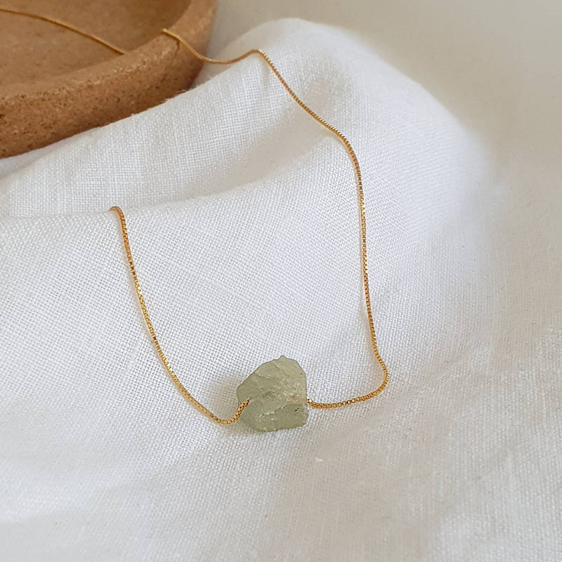 Aquamarin - 14 Karat vergoldete Halskette