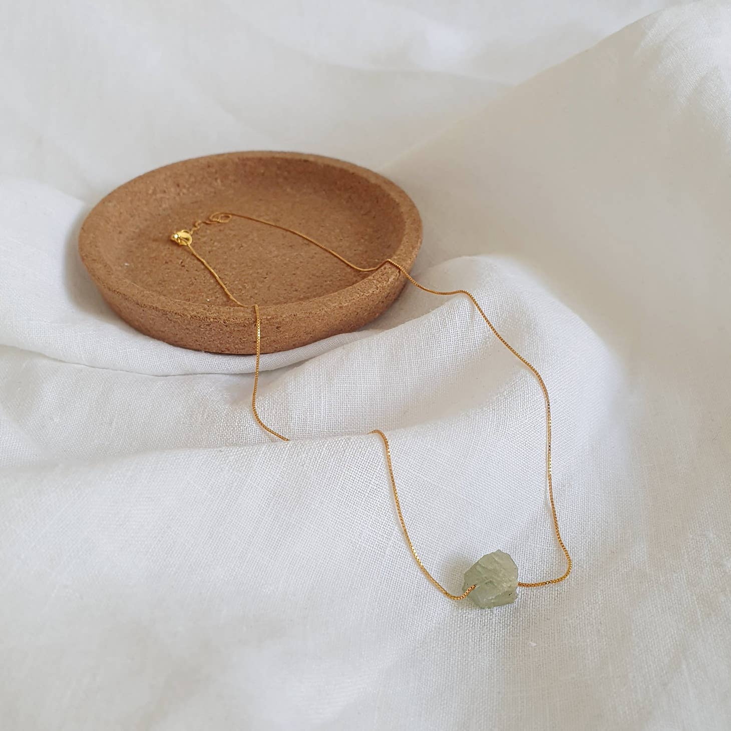 Aquamarin - 14 Karat vergoldete Halskette