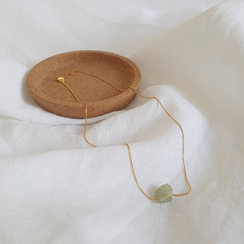 Aquamarin - 14 Karat vergoldete Halskette