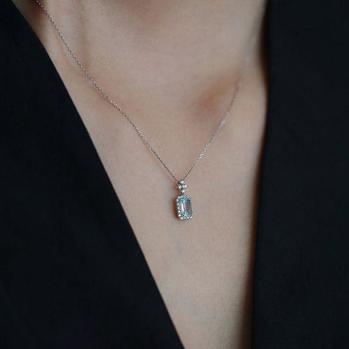 Aquamarin-Halskette (massives Silber)