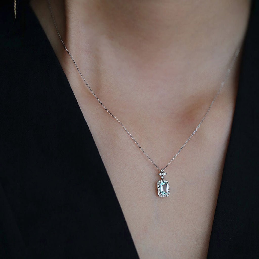 Aquamarin-Halskette (massives Silber)