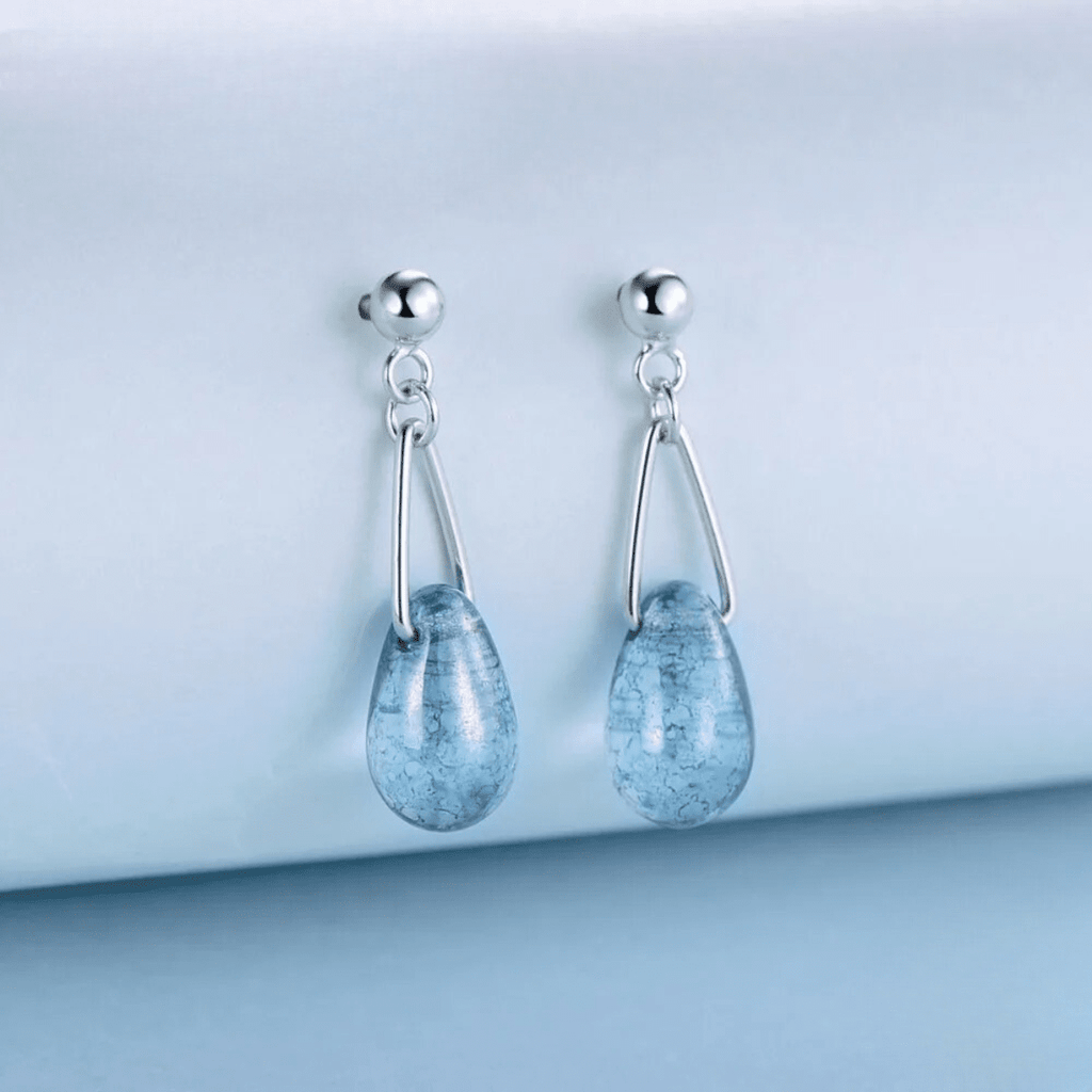 Blaue Ohrringe - Azurblaue Kristallkaskadenohrringe