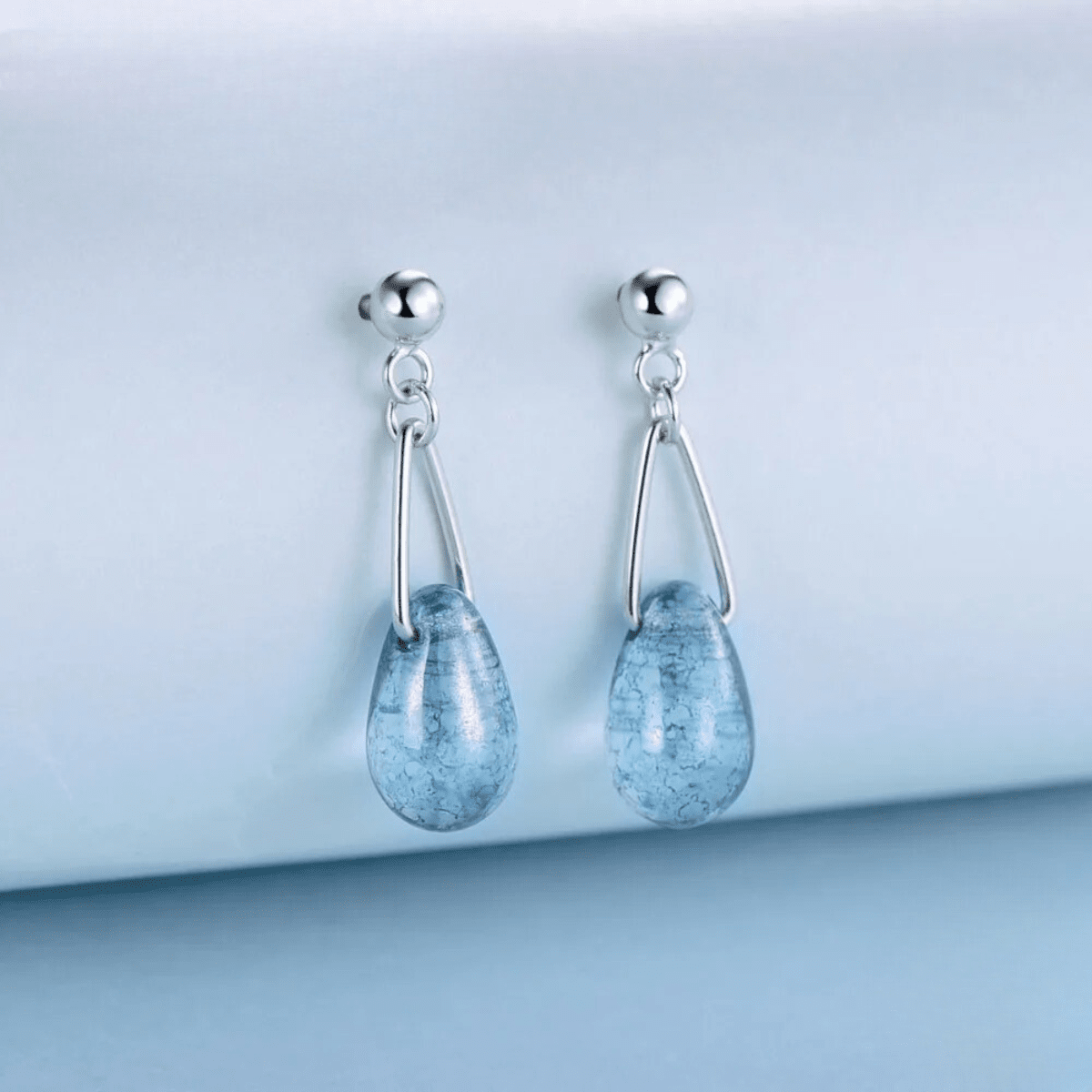 Blaue Ohrringe - Azurblaue Kristallkaskadenohrringe