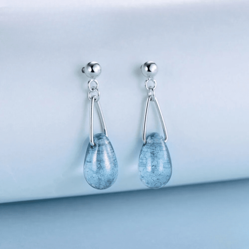 Blaue Ohrringe - Azurblaue Kristallkaskadenohrringe