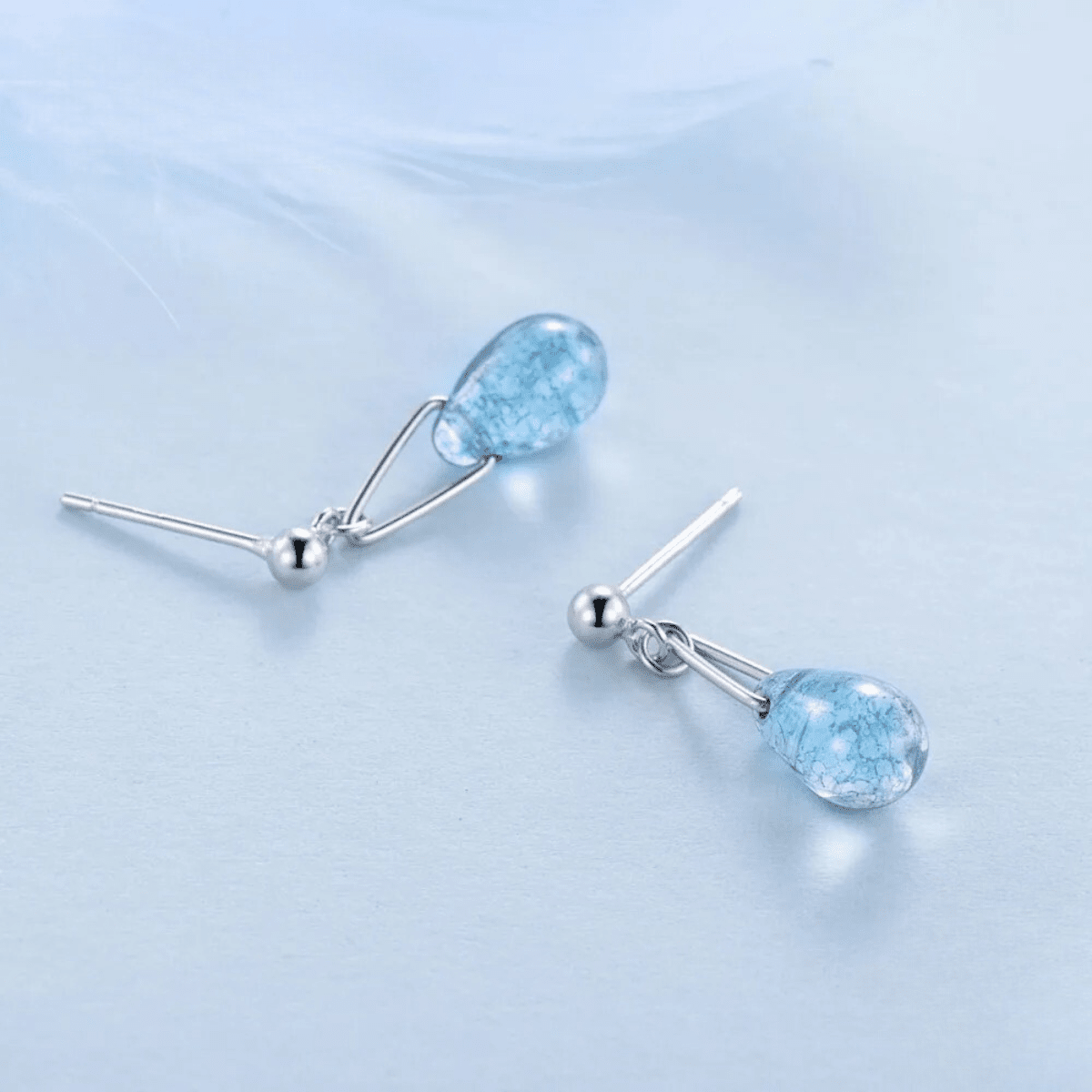 Blaue Ohrringe - Azurblaue Kristallkaskadenohrringe