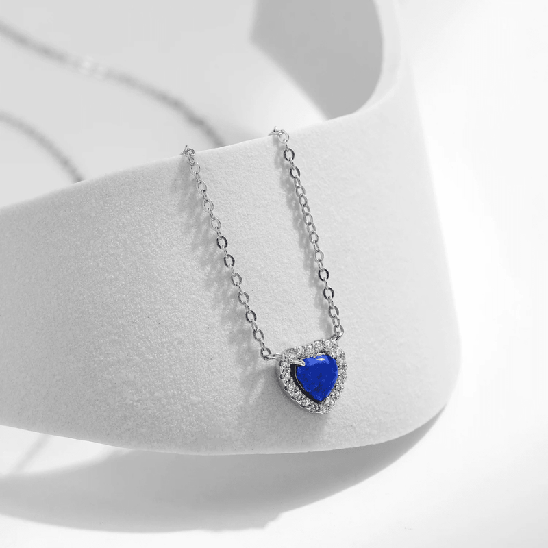 Blaue Herz Halskette - Azure Halo Herz Charm Halskette