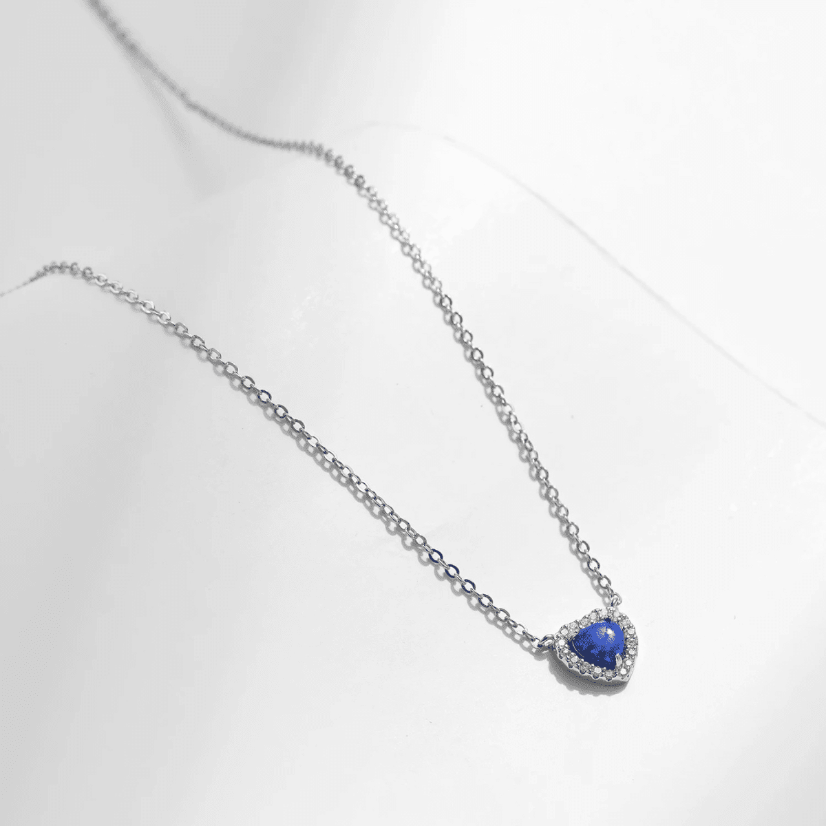 Blaue Herz Halskette - Azure Halo Herz Charm Halskette