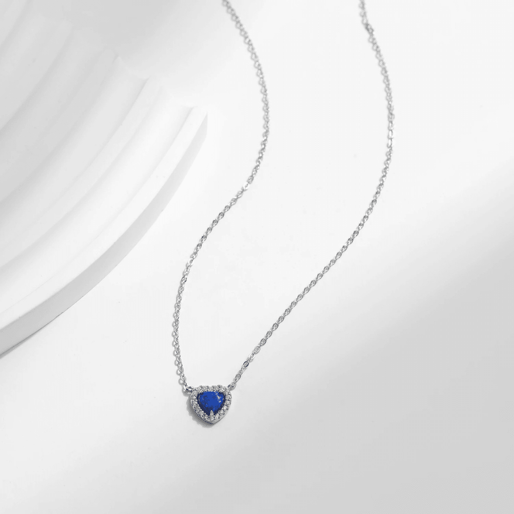 Blaue Herz Halskette - Azure Halo Herz Charm Halskette