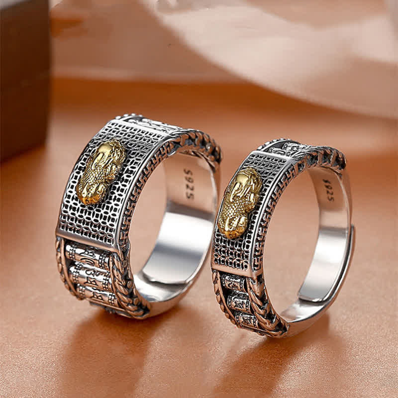Carmiora Lucky FengShui PiXiu Reichtum Gebetsmühlen Paar Ring