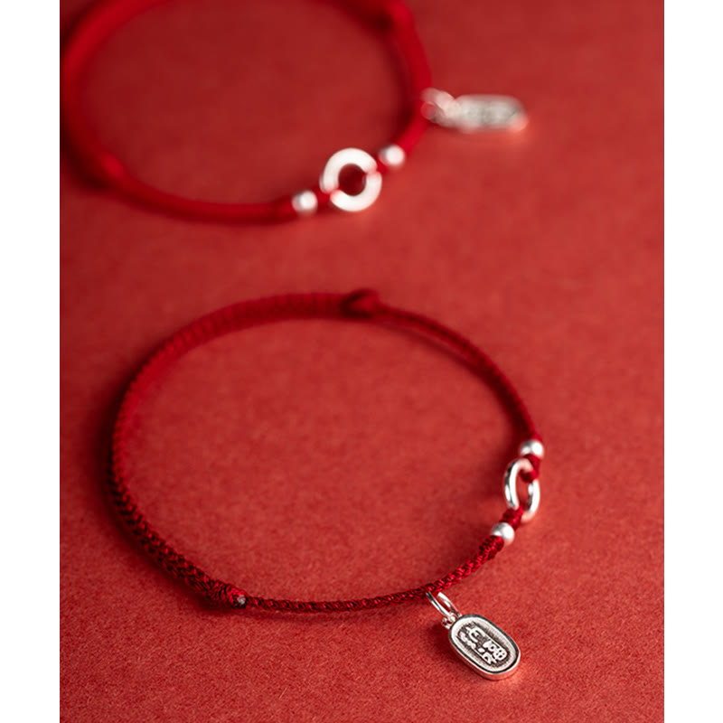 Carmiora Armband aus 925er-Sterlingsilber, Glück, Glück, Frieden, Freude, Lotus, Frieden, Schnalle, rote Schnur
