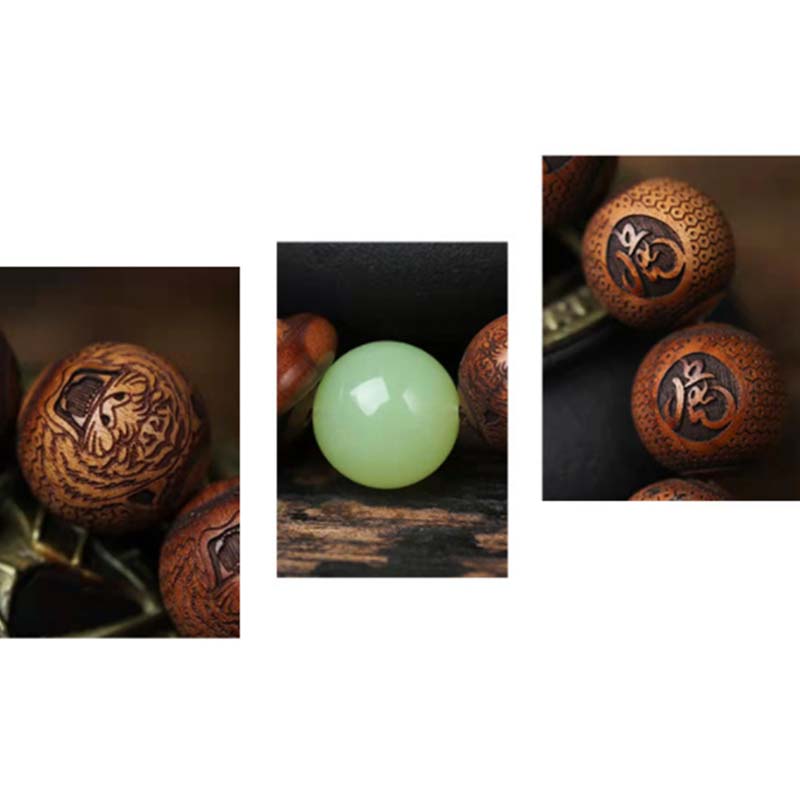 Carmiora Tibetisches Palisander-Gravur-Tigerschutzarmband