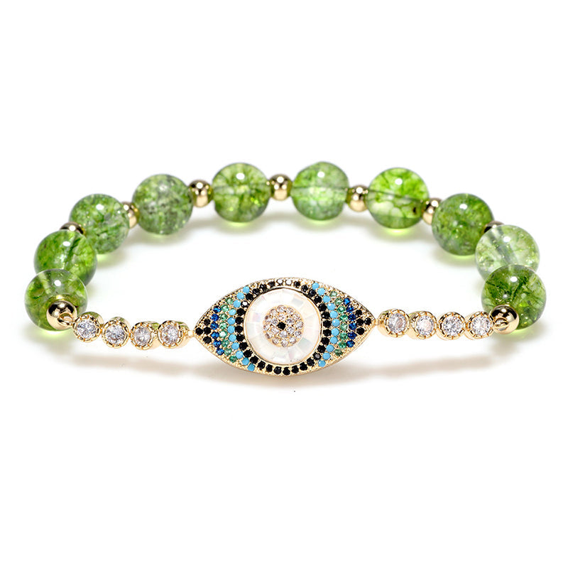 Carmiora Natürliches Peridot Evil Eye Fülle Armband