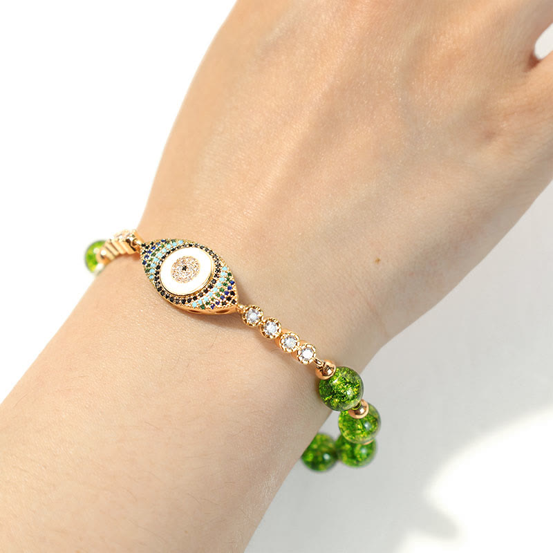 Carmiora Natürliches Peridot Evil Eye Fülle Armband