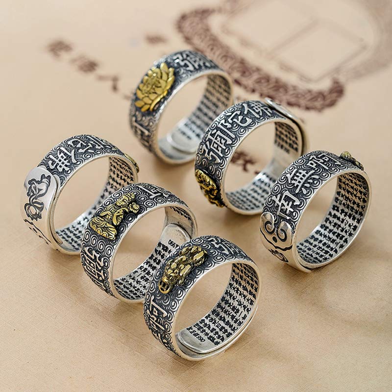 Carmiora Chinesischer Sternzeichen-Natal-Buddha-Reichtum-Glück-verstellbarer Ring