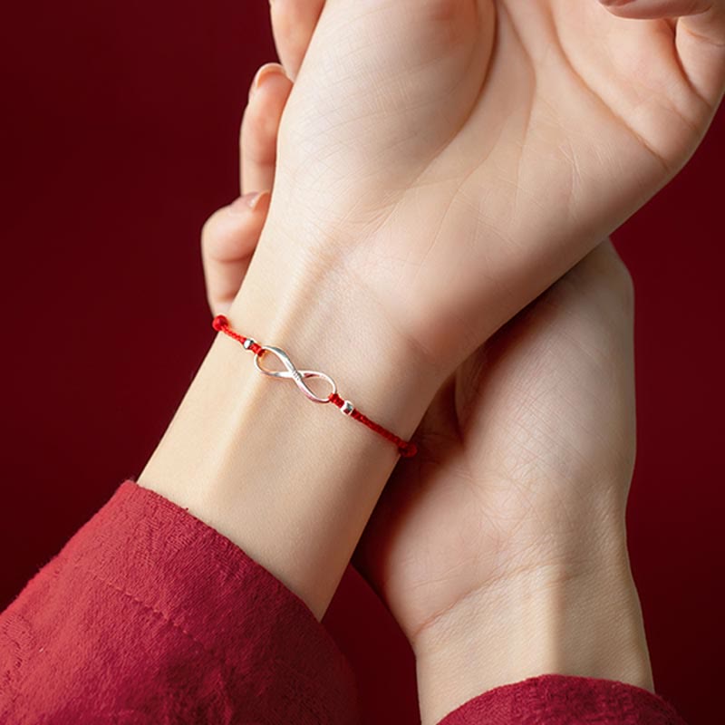 Carmiora 925 Sterling Silber Endless Knot Protection Luck Red String Armband Fußkettchen