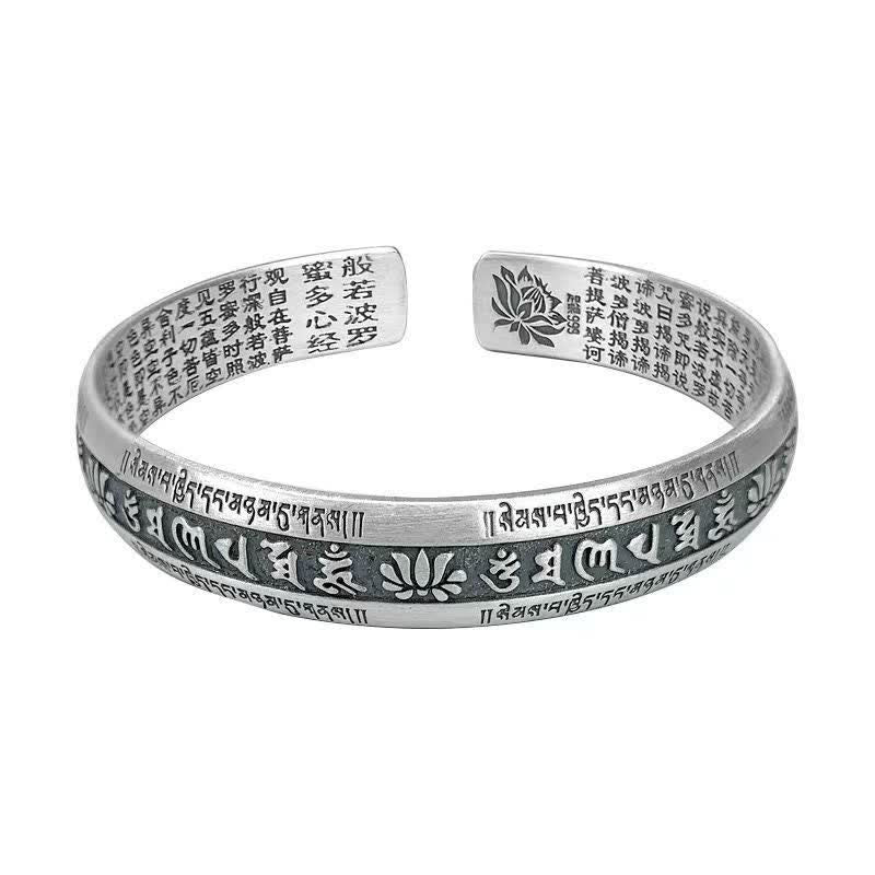 Carmiora Om Mani Padme Hum Herz Sutra Mantra Lotus Peace Meditation Manschettenarmband Armreif