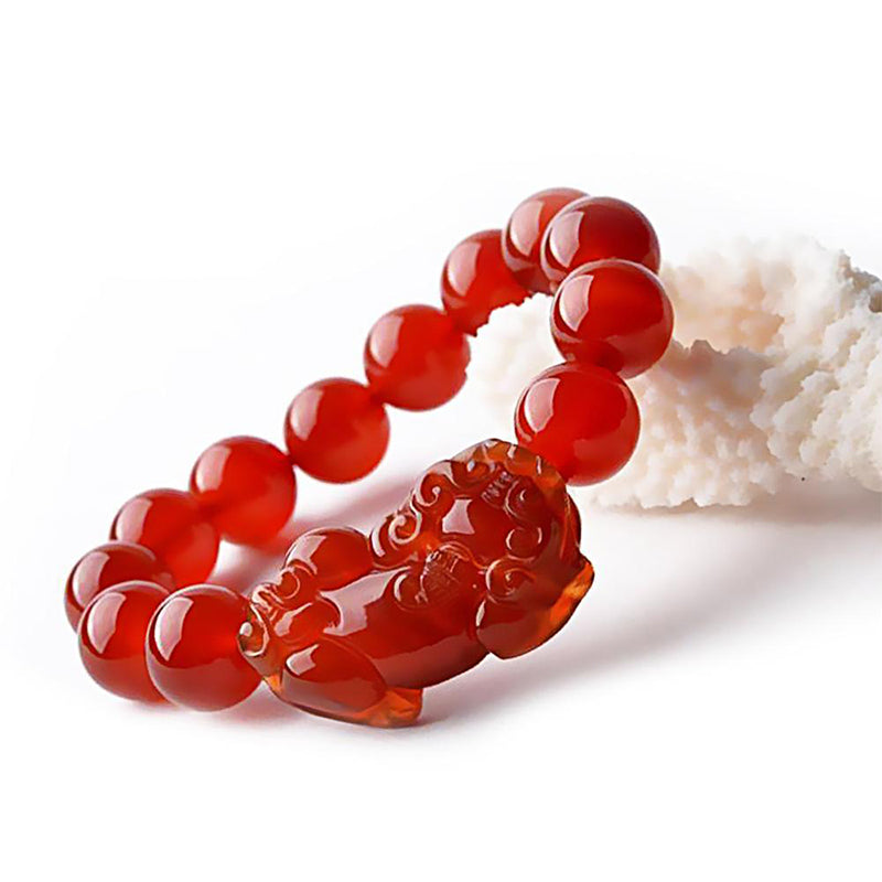 Carmiora Roter Achat Lucky Pixiu Reichtum Glücksarmband