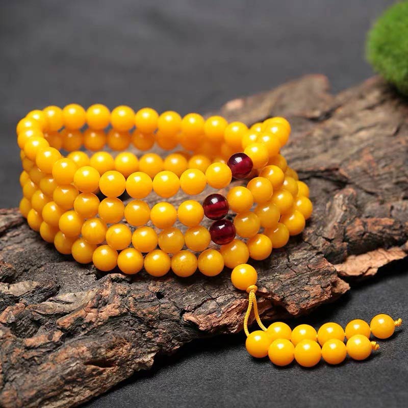 Carmiora 108 Perlen Bernstein Mala Balance Armband