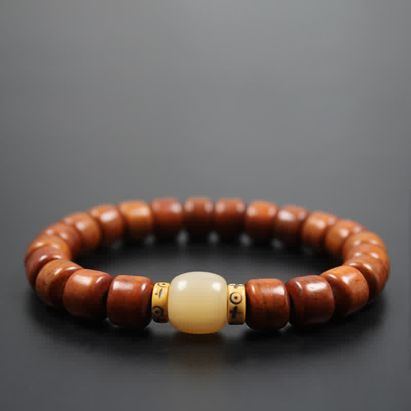 Carmiora tibetisches Yak-Knochen-Armband Om Mani Padme Hum
