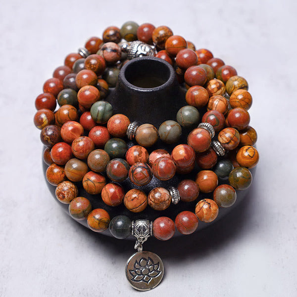 Carmiora Lotus Kristallstein 108 Perlen Mala Armband