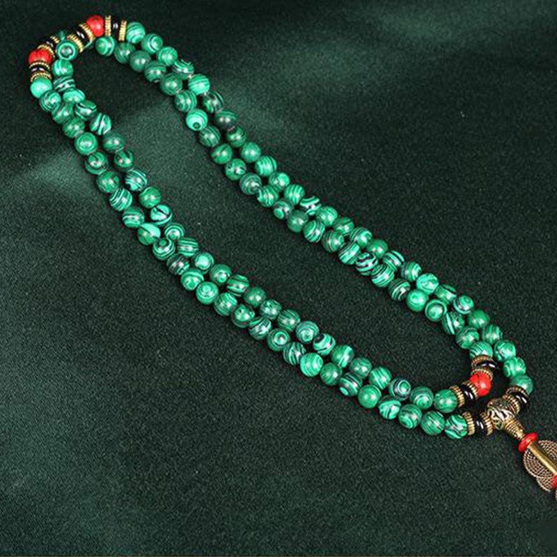Carmiora tibetische 108 Mala Malachit Perlen Armband Halskette