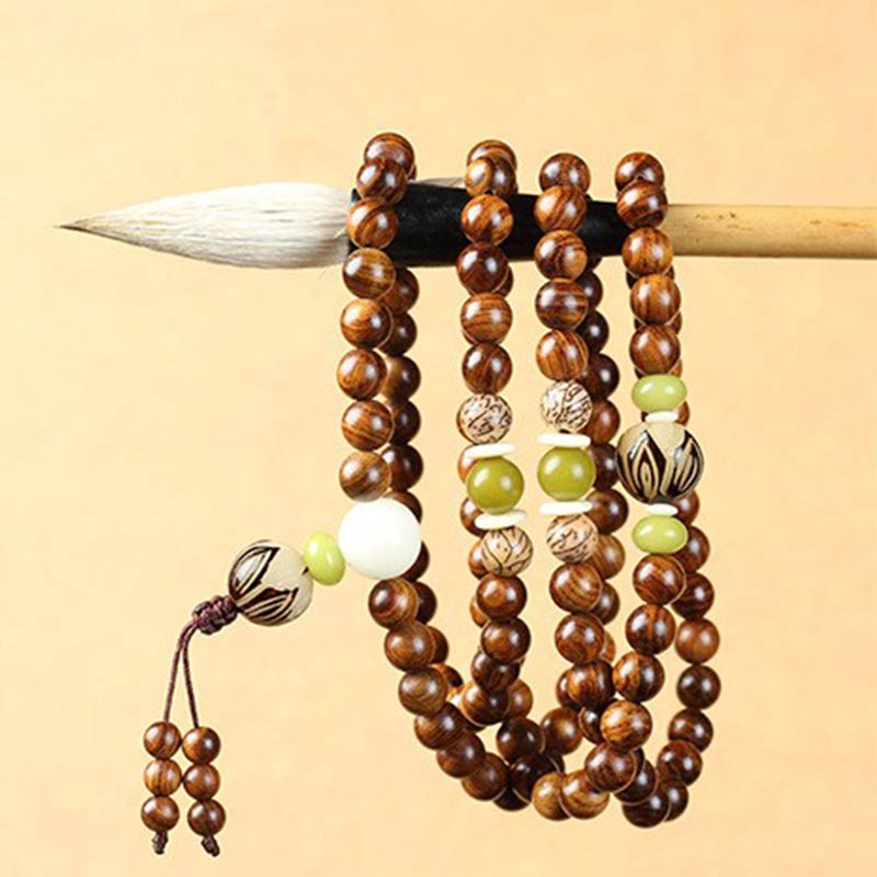 Carmiora tibetisches Mala-Armband aus Rosenholz