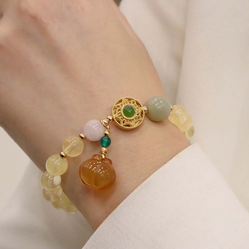 Carmiora natürliches Citrin-Jade-Blessing-Glücks-Kürbis-Charm-Armband