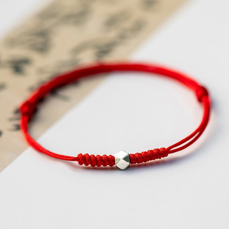 Carmiora 925 Sterling Silber Glücksperlenschutz Rote Schnur Geflochtenes Armband
