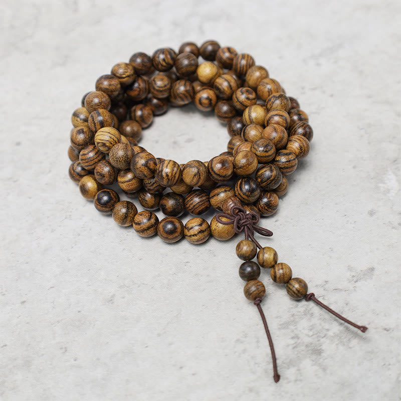 Carmiora 108 Mala Perlen Armband Gebet Meditation Sandelholz Elastisch
