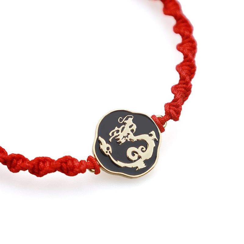 Carmiora tibetisches handgefertigtes Drachenschutz-Armband mit roter Schnur