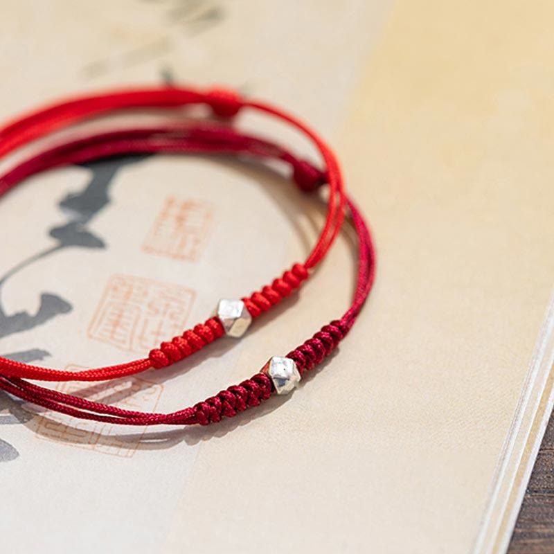 Carmiora 925 Sterling Silber Glücksperlenschutz Rote Schnur Geflochtenes Armband