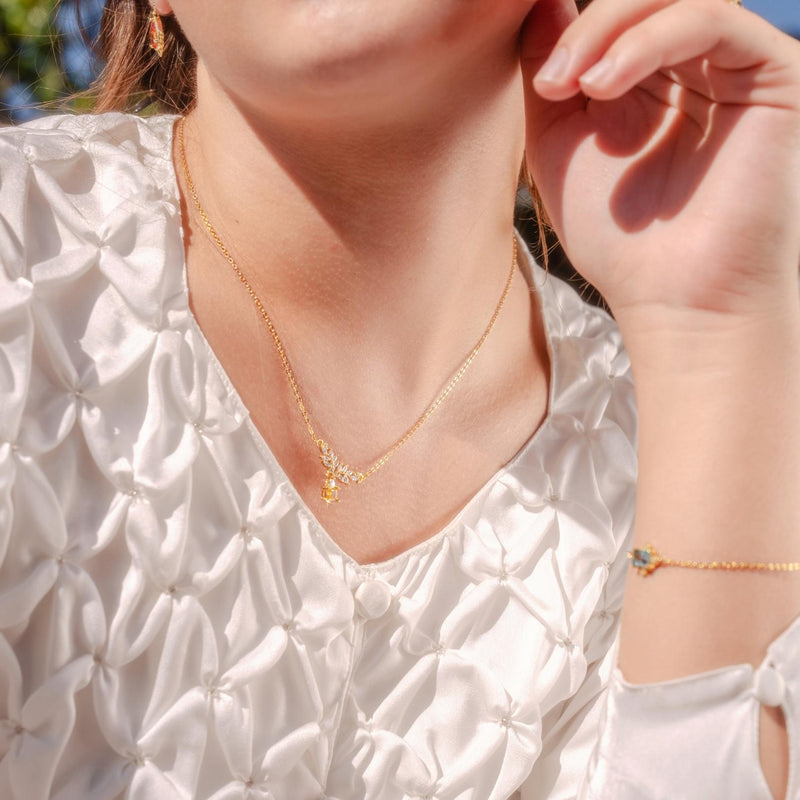 Barocke Citrin-Halskette (massives Silber)