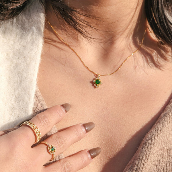 Barocke Smaragdkette (massives Silber)