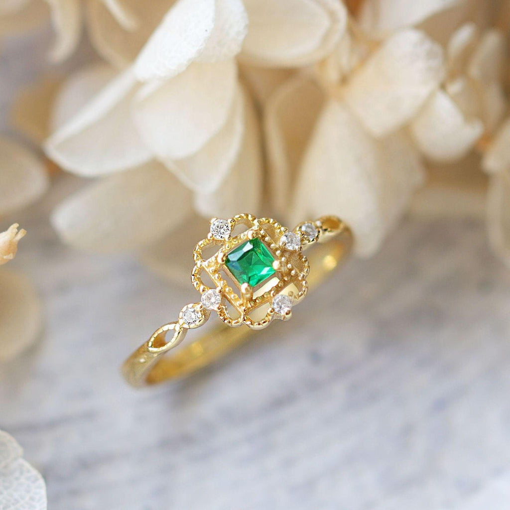 Barocker Smaragdring (massives Silber)