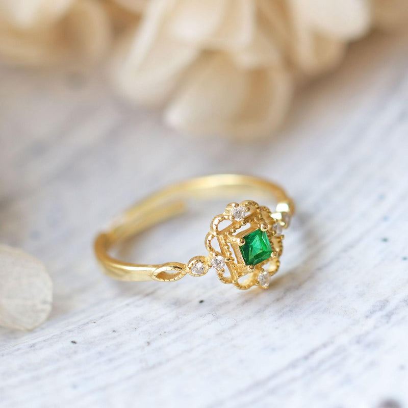 Barocker Smaragdring (massives Silber)