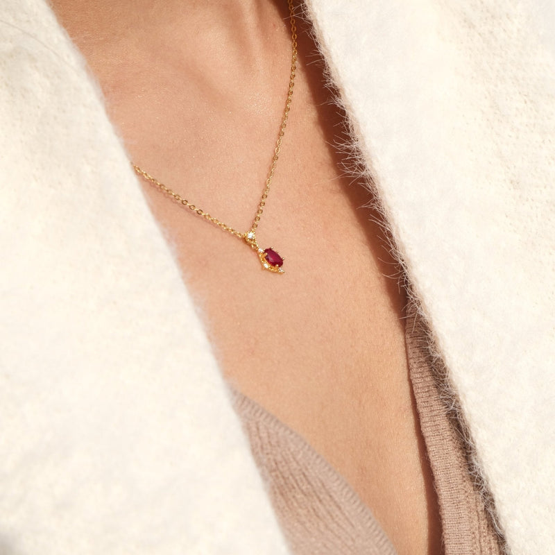 Barocke Rubin-Halskette (massives Silber)